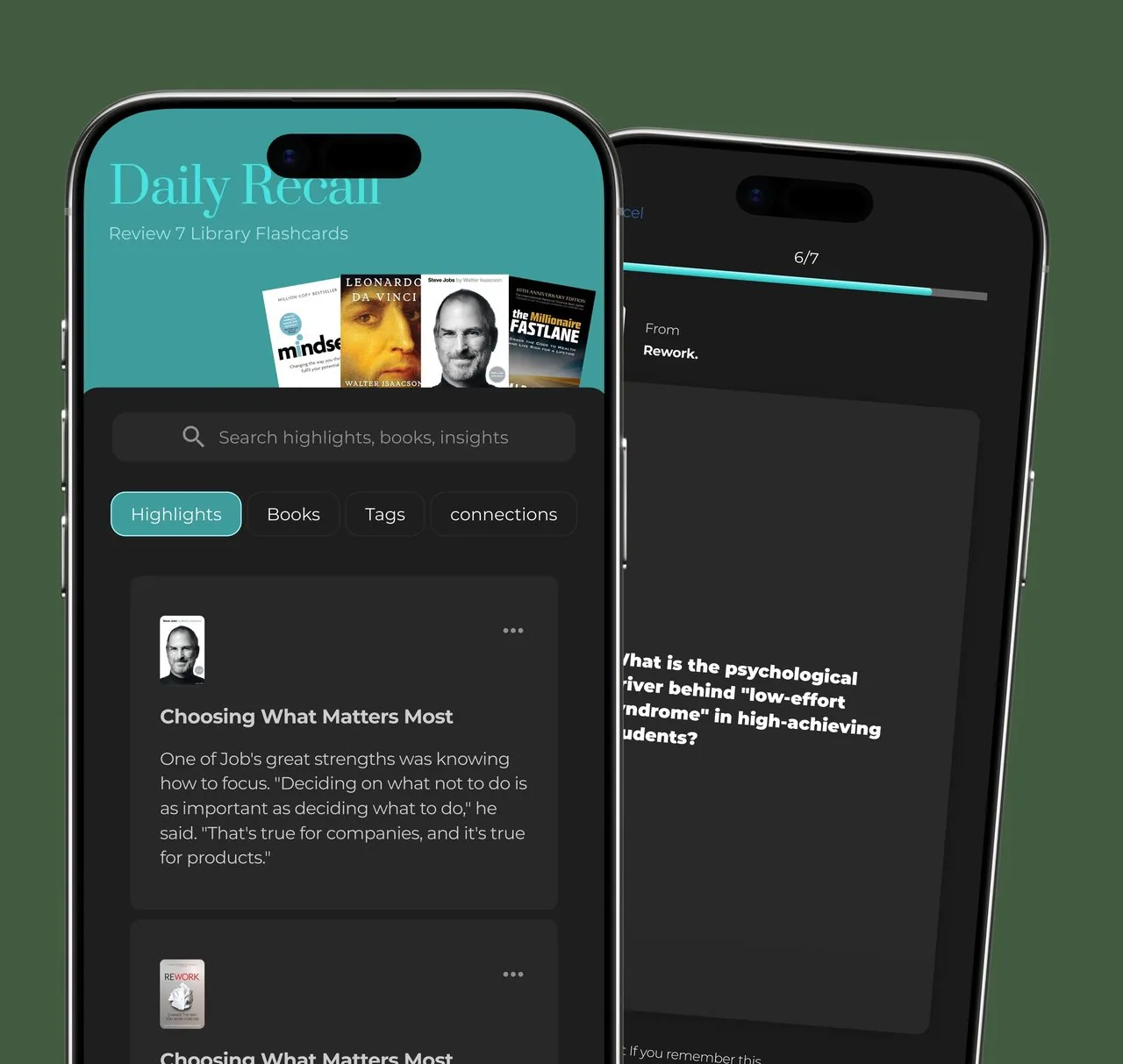 Daily review complete and a flashcard